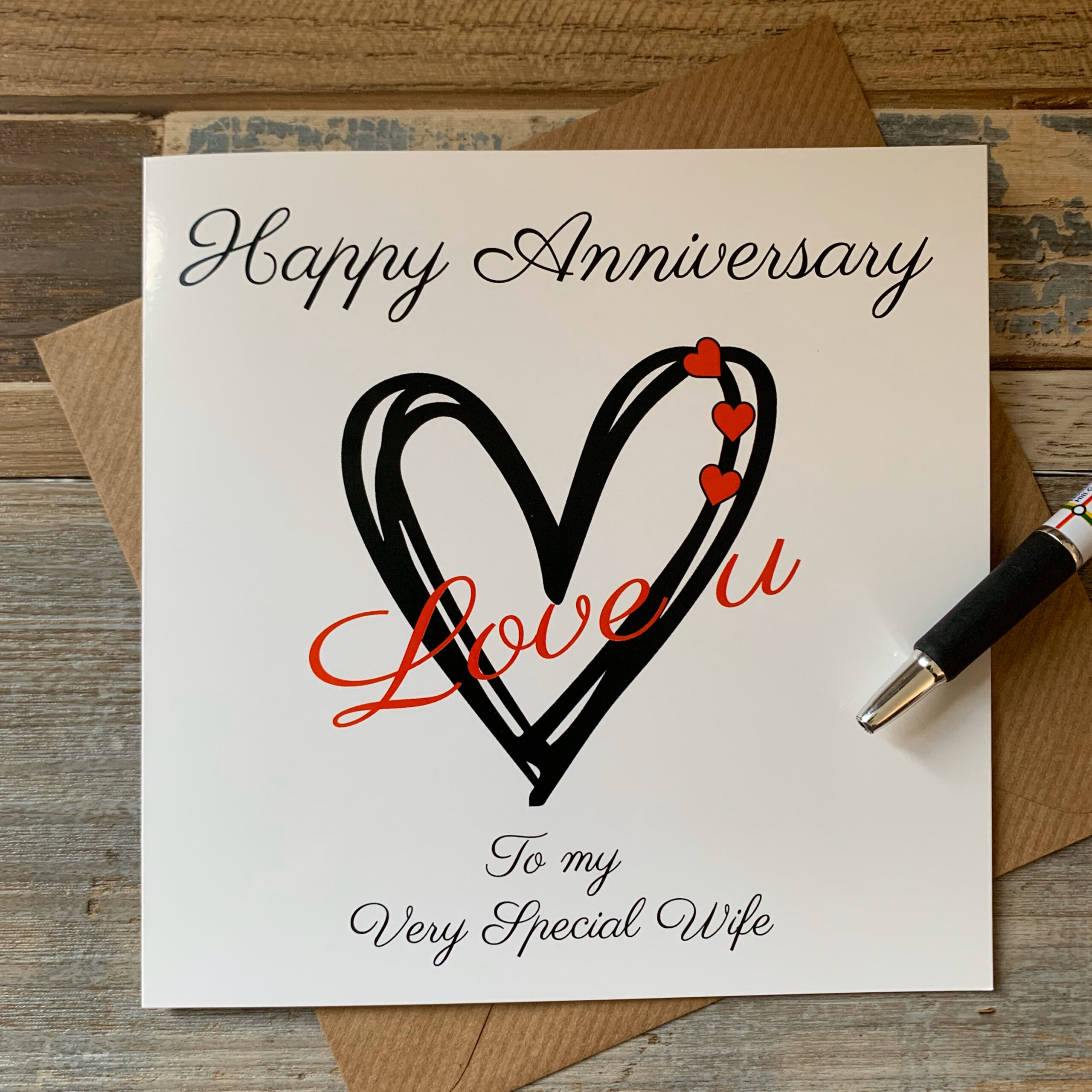 Happy Anniversary Card - Love u Heart To A Special Wife